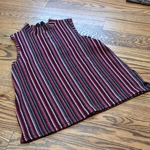 Anthropologie Striped Sleeveless High Neck Knit Top, S